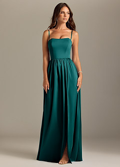 Azazie Calianna Bridesmaid Dresses Peacock A-Line Off the Shoulder Stretch Satin Convertible Dress image8