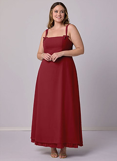 Barbie ♥ Azazie Vestidos de damas de honor Vestido de Granada de Gasa de Corte en A con Plisado image7