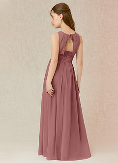 Azazie Bibiane Junior Desert Rose A-Line Pleated Chiffon Dress image5