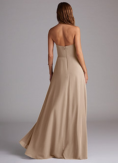 Azazie Wren Brautjungfernkleider Wandelbar A-Linie Seitliche Cut-Outs Chiffon Kleid Taupe image4