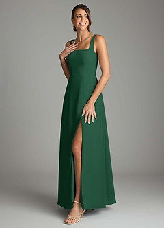 Azazie Debra Bridesmaid Dresses Dark Green A-Line with Pockets Chiffon Convertible Dress image5