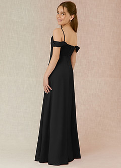 Azazie Kaitlynn Junior Black A-Line Off the Shoulder Chiffon Dress image5