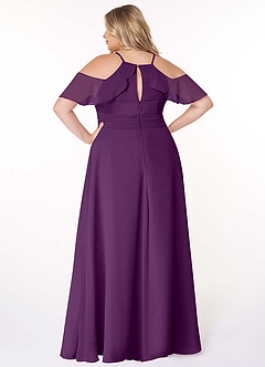 Azazie Dakota Bridesmaid Dresses Grape A-Line V-Neck Pleated Chiffon Dress image9