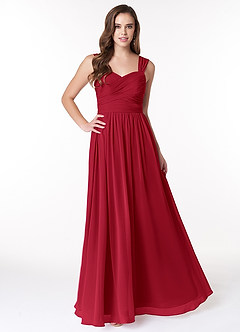 Azazie Zapheira Bridesmaid Dresses Scarlet A-Line Ruched Chiffon Dress image1