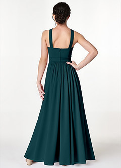 Azazie Jiya Junior Pine A-Line Pleated Mesh Dress image2