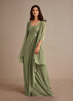Azazie Clinton Mother of the Bride Dresses Pistachio A-Line Pleated Mesh Dress image1