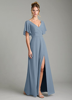 Azazie Ambrosia Bridesmaid Dresses Dusty Blue A-Line Pleated Chiffon Dress image5
