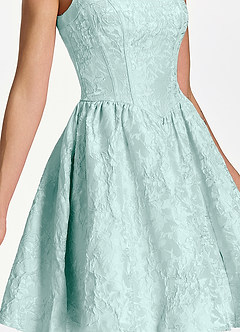 Lionelle Minzgrün Minikleid mit eckigem Ausschnitt, Jacquard-Korsett und Schnürung image7