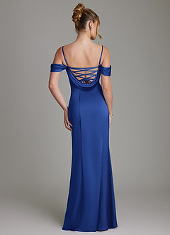 Azazie Nira Bridesmaid Dresses Royal Blue Mermaid Corset Stretch Satin Dress image8