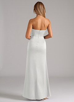 Azazie Johana Robes de demoiselle d'honneur Robe Sirène Convertible en Satin extensible Épaule décolletée Blanc image7