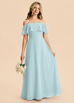 Azazie Maggie Junior Mist A-Line Off the Shoulder Chiffon Dress image1