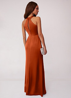 Barbie ♥ Azazie Bridesmaid Dresses Paprika Sheath Stretch Satin Dress image2