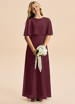 Azazie Maris Junior Abito A-Line in Chiffon Cabernet image4