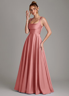 Azazie Azaria Bridesmaid Dresses Antique Rose A-Line Corset Stretch Satin Dress image3