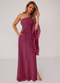 Barbie ♥ Azazie Bridesmaid Dresses Mulberry A-Line Long Sleeve Chiffon Dress image4