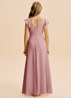 Azazie Bondi Junior Vestido de Rosa Polvorienta de Satén Elástico de Corte en A con Corte Lateral image2