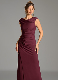 Azazie Chantal Bridesmaid Dresses Cabernet Mermaid Pleated Premium Stretch Jersey Dress image4