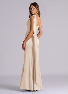 Azazie Inara Suknie dla druhen Syrena Pofałdowany Satyna elastyczna Do ziemi Sukienka image6