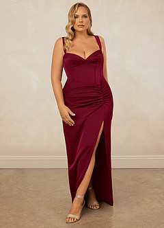 Christian Siriano Bridal for Azazie 1017 Bridesmaid Dresses Drop Waist Stretch Satin Sheath Dress image9