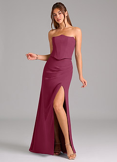 Azazie Jenine Bridesmaid Dresses Mulberry Mermaid Strapless Chiffon Dress image3