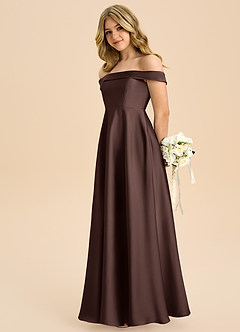 Azazie Sissy Junior Vestido de Ganache de Satén Elástico de Corte en A con Vestidos sin tirantes image6