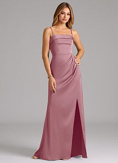 Azazie Aretha Bridesmaid Dresses Vintage Mauve A-Line Strapless Stretch Satin Convertible Dress image6