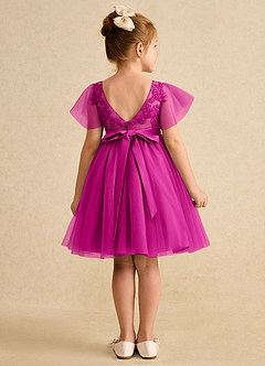 Azazie Queenie Flower Girl Dresses Fuchsia A-Line Lace Dress image2