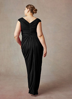 Azazie Lisolette Mother of the Bride Dresses Black Sheath Pleated Mesh Dress image2
