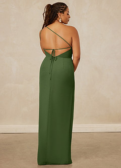Christian Siriano Bridal for Azazie 1003 Bridesmaid Dresses Olive Sheath One Shoulder Chiffon Dress image15