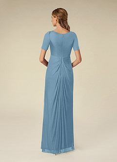 Azazie Bessie Mother of the Bride Dresses Steel Blue A-Line Pleated Mesh Dress image2