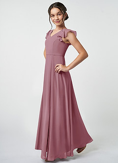 Azazie Claudine Junior Vintage Mauve A-Line Pleated Chiffon Dress image3