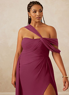 Christian Siriano Bridal for Azazie 1014 Bridesmaid Dresses Mulberry A-Line Off the Shoulder Chiffon Dress image15