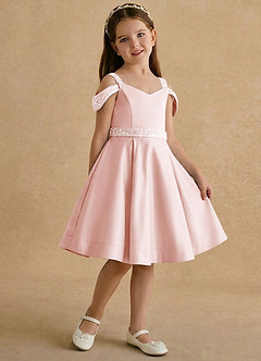 Azazie Judi Flower Girl Klänningar Klä A-Line i Matt satäng image4