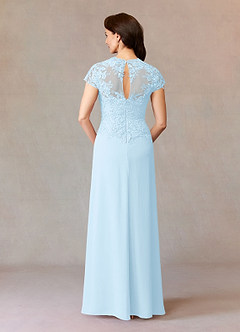 Azazie Junie Mère de la mariée Robes Robe Trapèze en Mousseline de soie Dentelle Bleu Ciel image2