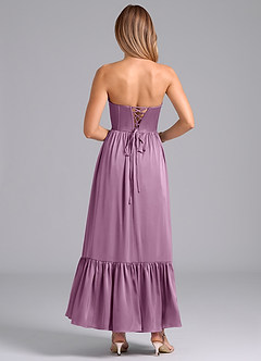 Azazie Leilana Bridesmaid Dresses Wisteria A-Line Corset Stretch Satin Dress image2