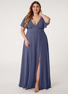 Azazie Kimber Bridesmaid Dresses Stormy A-Line Flounce Sleeve Chiffon Dress image9