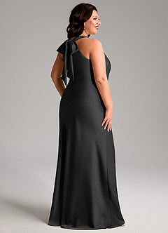 Azazie Doretta Bridesmaid Dresses Black Mermaid Pleated Stretch Satin Dress image7