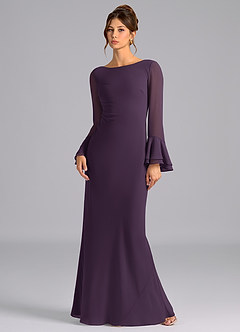 Azazie Leone Bridesmaid Dresses Plum Mermaid Corset Chiffon Dress image1