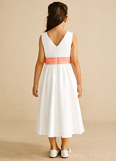 Azazie Darling Flower Girl Dresses Ivory Sunset A-Line Bow Cotton Dress image5