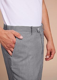 front Gavin Grey Striped Seersucker Trousers Suit
