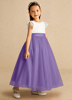 Azazie Pookie Flower Girl Dresses Tahiti A-Line Lace Tulle Dress image2