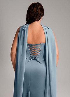 Azazie Sorrel Bridesmaid Dresses Dusty Blue Mermaid Strapless Stretch Satin Convertible Dress image14