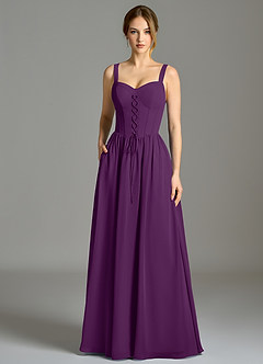 Azazie Porscha Suknie dla druhen Linia A Dekolt w kształcie serca Szyfon Do ziemi Sukienka image3