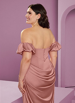 Barbie ♥ Azazie Brudtärnklänningar Klänning av Tubklänning i Stretch Satin Av axeln Rosett Konvertibel image17