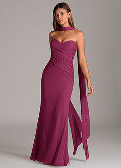 Azazie Katelyn Bridesmaid Dresses Mulberry Sheath Strapless Mesh Convertible Dress image3