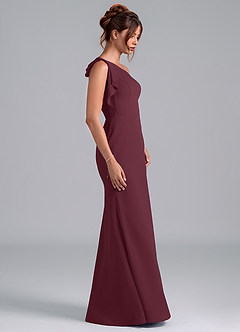 Azazie Rinna Bridesmaid Dresses Cabernet Mermaid One Shoulder Chiffon Dress image5