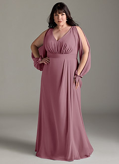 Azazie Matilda Bridesmaid Dresses Vintage Mauve A-Line Long Sleeve Chiffon Dress image9