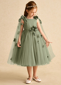 Azazie Staria Abiti da Ragazza di Fiori Abito Principessa in Tulle Increspato Pistacchio image7