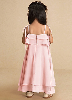 Azazie Temi Flower Girl Dresses Blushing Pink A-Line Spaghetti Strap Chiffon Dress image9