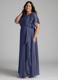 Azazie Aaliyah Modest Bridesmaid Dresses A-Line Scoop Pleated Chiffon Floor-Length Dress image7